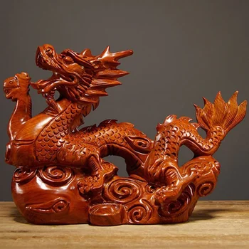 10 шт. Настольный Дракон, шикарная деревянная поделка, статуэтка в форме животного, креативный орнамент, декор