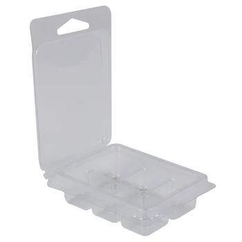 100 Упаковок Форм для расплавления воска в виде ракушек-раскладушек, квадратный, с 6 полостями, прозрачный пластиковый кубический лоток для изготовления свечей и мыла