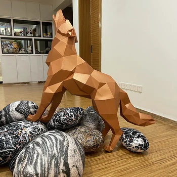 120 см Волк, Крупное животное, бумажная модель домашнего декора, орнамент для коридора, украшение крыльца, бумажные поделки, 3D Пазлы ручной работы, игрушки