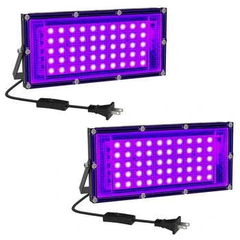 2 упаковки светодиодных фонарей LED Blacklight для вечеринки Glow, Хэллоуина, флуоресцентного плаката, краски для тела US Plug