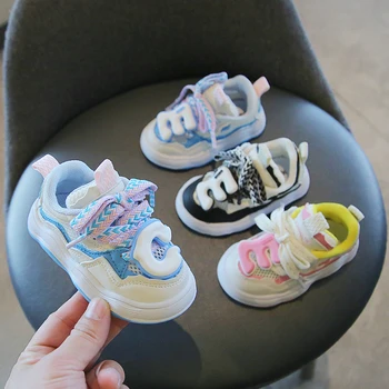 2023 Новая детская повседневная обувь Для первых ходунков на мягкой подошве, модные детские кроссовки, крутая сетчатая спортивная обувь для малышей