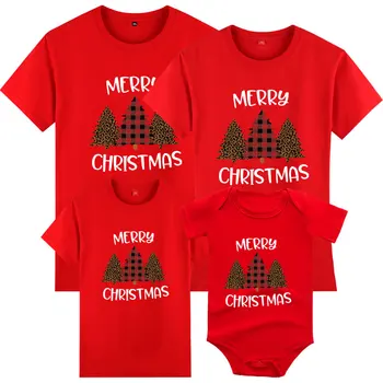 2023 Новая рождественская одежда для семьи, одежда для отца, матери, сына и дочери, Новогодняя футболка для взрослых и детей, детский комбинезон
