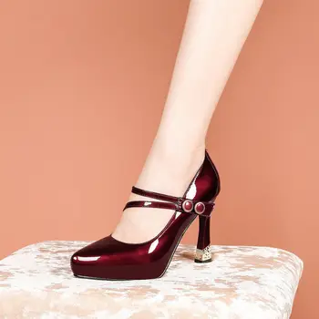 2023 Новые Элегантные вечерние женские туфли на высоком каблуке большого размера 40, удобные туфли-лодочки Mary Janes, модные туфли с квадратным носком