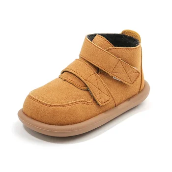 2023 Осенне-зимняя детская повседневная обувь, ботинки для мальчиков и девочек, уличная плюшевая детская обувь, Оксфордские замшевые нескользящие детские ботильоны