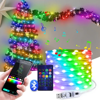 5 М/10 М/20 М USB LED Медный Провод Струнные Огни USB Dream Color Сказочные Огни Bluetooth Красочная Домашняя Рождественская Елка Свадебный Декор
