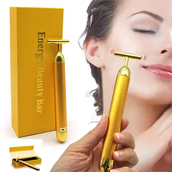 Abnehmen Gesicht pflege 24k Gold Gesichts Falten Lift Bar Vibration Schönheit Ausrüstung Gesichts Roller Massager Vibration Ener