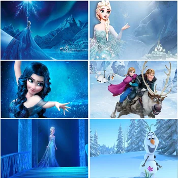 Disney Frozen Photocall Фотофоны для фотосъемки Душа ребенка Настройка фонов для фотосъемки вечеринки по случаю Дня Рождения принцессы Фотозона