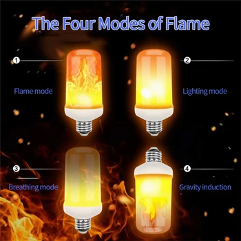 E27 E26 LED Dynamic Flame Effect Light 12 Вт Лампы Многорежимные Креативные Кукурузные Лампы Декоративный Светильник Для Бара Отеля Ресторана Вечеринки