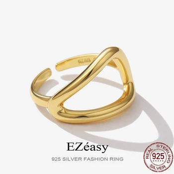 EZeasy, роскошное кольцо из стерлингового серебра 925 пробы, простое полое отверстие, тренд для женщин, Высокое качество, Свадебный дизайн, ювелирный подарок 2023