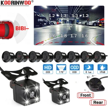 Koorinwoo Интеллектуальная Система Для Автомобильных Парковочных Датчиков С Камерой Спереди + Камера Заднего Вида, Радары Для Движущегося Багажника, Детектор Для Автомобилей Android Плеер