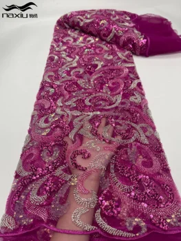 Madison-Роскошная Кружевная ткань из бисера, Французский чистый тюль, Свадебная, высокое качество, 2023 г.