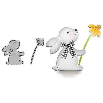 MangoCraft Пасхальный милый кролик с цветочными штампами для вырезания поделок, принадлежности для скрапбукинга, металлические штампы для вырезания открыток, альбомов, форма для ножей