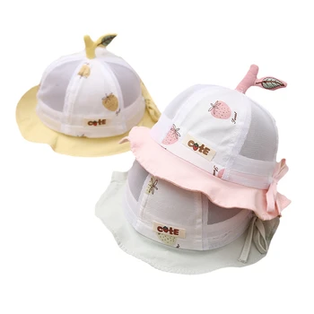 Mildsown Newborn Baby Sun Hat, Клубничная Сетчатая Шляпа с Широкими Полями на Завязках, Новорожденная Панама для Девочек И Мальчиков