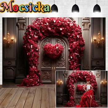 Mocsicka Красная Роза Любовь Свадебный Фон для девушки Женщины Винтажный Декор стен замка Фон для душа ребенка Студийная Фотозона
