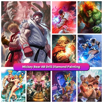 Street Fighter 5D Алмазная живопись, Файтинг, Головоломка, Наборы для вышивания крестиком, Творческое Хобби, Декор для дома, Аркадный плакат