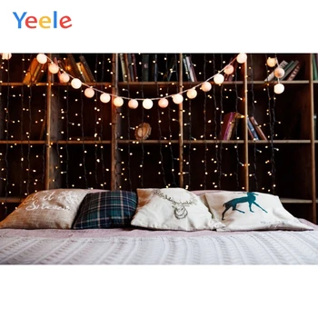 Yeele Winter Light Лампа Кровать Рождественская Подушка Детские Фоны Для Фотосъемки Индивидуальные Фотографические Фоны Для Фотостудии