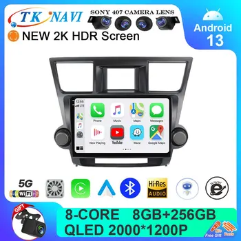 Автомобильный Радиоприемник Android 13 Для Toyota Highlander 2 XU40 2007-2013 Экран Мультимедийного Плеера Навигация GPS Стерео CarPlay WIFI QLED