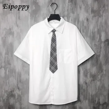 Белая рубашка С короткими рукавами Для Мужчин и подростков Свободного Покроя В Корейском стиле Для Студенческих выступлений