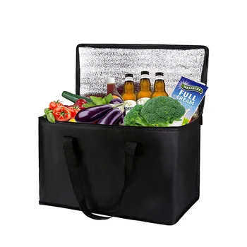 Большая сумка для ланча, складная изолированная термосумка, Герметичная ручная сумка с держателем для напитков, подходящая для работы, учебы и путешествий