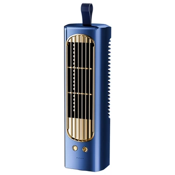 Бытовой башенный вентилятор с циркуляцией 90 °, Бесшумный Охлаждающий кондиционер, Портативный напольный настольный вентилятор без лопастей синего цвета