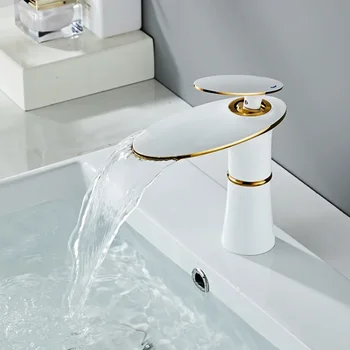 Водопадный смеситель для умывальника с горячей и холодной водой для ванной комнаты, медный индивидуальный круг