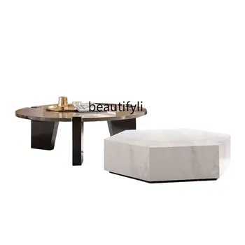 Выкройка Новый Модный Комбинированный чайный столик с цветными блоками Современная гостиная Журнальный столик с каменной плитой для больших и малых квартир