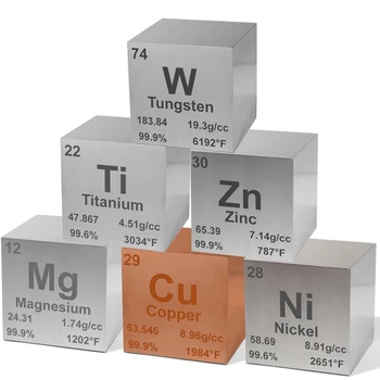 Высокоточные квадратные детали для набора с плотностью элементарного металла 0,39 дюйма - вольфрам, титан, медь, магний, никель, цинк