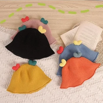 Детская Осенне-зимняя рыбацкая милая шапочка с горшком для мальчиков и девочек, детская шерстяная вязаная шапка