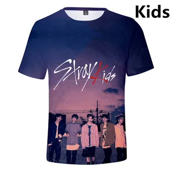 Детская футболка KPOP Stray Kids с 3D принтом для мальчиков и девочек, уличная одежда в стиле харадзюку, футболка, детская одежда