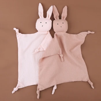 Детский нагрудник из хлопчатобумажного муслина, Плюшевый Кролик, Полотенце для успокоения новорожденных, Защитное одеяло, Полотенце для обнимания ребенка, спящего в обнимку, Скатерть для лица