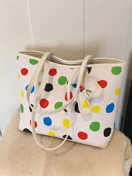 Дизайнерская красочная пятнистая сумка-тоут большой емкости, роскошные женские сумки подмышками на молнии из искусственной кожи, модная уличная сумка для поездок на работу.