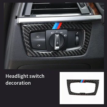 Для BMW 3 Серии 4 Серии 3GT Настоящее углеродное волокно дверной рожок кольцо переключатель фар декоративная кнопка наклейка декоративная полоса