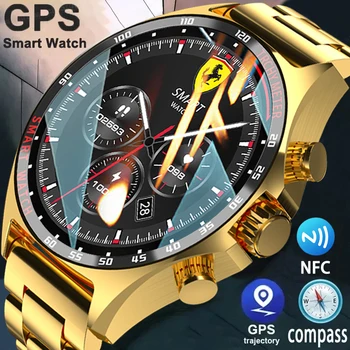 Для HUAWEI GPS Смарт-часы, мужские фитнес-часы, всегда отображающий HD-экран, компас, часы для звонков BT, мужские умные часы IP68, водонепроницаемые