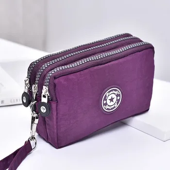Женская короткая сумка для мобильного телефона с тройной застежкой-молнией, модная косметичка, сменная женская сумка, водонепроницаемый многослойный карман