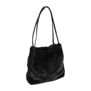 Женская сумка для покупок, плюшевая сумка-тоут, сумки через плечо для женщин, пушистая женская сумочка, меховая женская сумка для покупок, черная