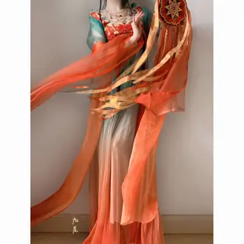 Женская цельная юбка-чебуле Hanfu с вышивкой китайскими элементами, традиционное платье в тонком китайском стиле с большим рукавом