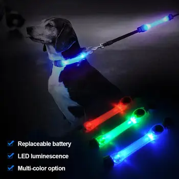 Защита от потери собаки, светящийся ошейник, Предупреждающий светодиодный мигающий индикатор, полоса для поводка для домашних животных, ошейник для собак, светодиодный светильник, водонепроницаемый
