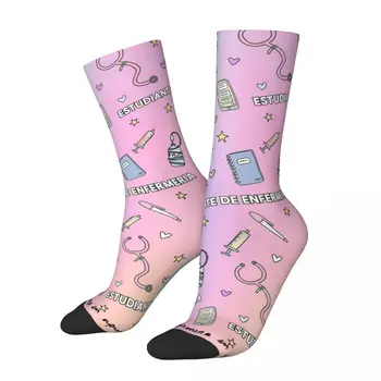 Зимние теплые носки Crazy Design для женщин и мужчин, красочные носки Enfermera En Apuros, дышащие баскетбольные носки Nurse