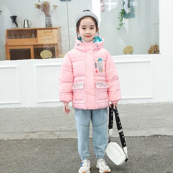 Зимняя плюшевая теплая куртка с капюшоном для мальчиков и девочек 3-9 лет, новая корейская версия пуховика без стирки, модная детская одежда 2023 года