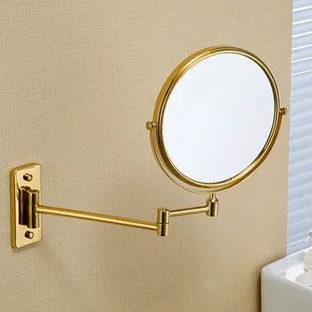 Золотое Латунное Настенное Туалетное зеркало Для ванной Комнаты, Золотое 8-дюймовое Складное Зеркало с двойным увеличением