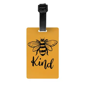Изготовленная на заказ багажная бирка Happy Bee Kind для защиты конфиденциальности, багажные бирки Honeybee, этикетки для дорожных сумок, чемодана
