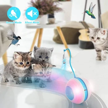 Интерактивный мяч для кошек, умные игрушки, Светодиодный автоматический Бадминтон, Движущаяся игрушка для кошек, Автоматический катящийся мяч, аксессуары для игр для кошек