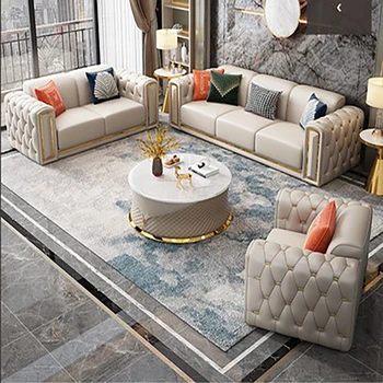 Итальянский минимализм, постмодерн, итальянская роскошная вилла, американская гостиная, светлый роскошный кожаный диван, комбинированная мебель