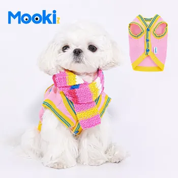 кардиган для собак с шарфом, дизайнерский свитер для собак, одежда для собак, одежда для щенков для маленьких собак, зимняя одежда для собак чихуахуа, вязаная одежда для собак