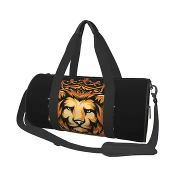 Львиная корона, Львиные дорожные сумки, мужская сумка для фитнеса, цилиндрическая сумка через плечо, женская большая дорожная сумка-тоут, сумка для багажа, сумки для спортзала