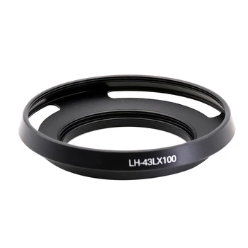 Металлическая бленда объектива LH-43LX100 для фотоаппаратов Panasonic LUMIX DMC-LX100 и LEICA D-LUX (Тип 109) Черный/Серебристый