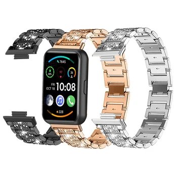 Металлический ремешок для аксессуаров для смарт-часов Huawei Watch Fit Браслет из нержавеющей стали для часов Huawei Watch Fit 2 Diamond link Ремешок для часов