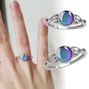 Модное кольцо с изменяющимся настроением, Круглое кольцо с эмоциями, Изменяемое Кольцо с имитацией изменения цвета для женщин, Женский ювелирный подарок