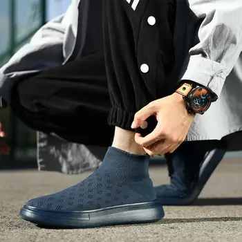 Мужская обувь Осень 2023, новый тренд, кроссовки с вращающимися пуговицами, обувь для подростков с увеличенными вставками, обувь для папы Tide