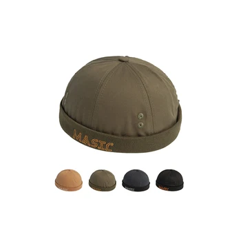 Мужская шапочка, женская тюбетейка, Матросская кепка С буквенной вышивкой, Свернутая манжета, кепка-ведро, шляпа Без полей, Уличная хлопковая шляпа-капот
